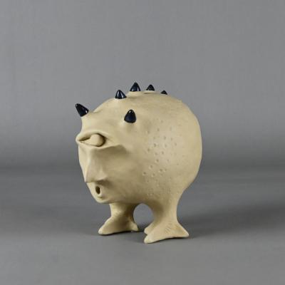 9. Creature Ix 4.5x6x7.5in White Stoneware 